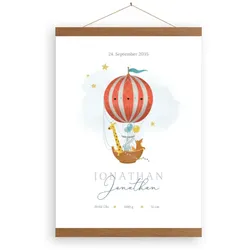 Wandbild auf Leinwand mit Holzleiste im Design "Luftballonfahrt" mit Fotos und Texten gestalten