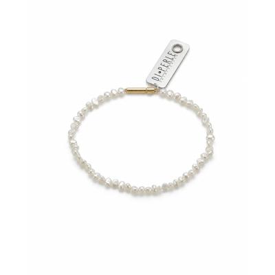 Perlenarmband DI PERLE "Süßwasserperlen Armschmuck Armband, Edelstahl vergoldet, 18,5 cm", weiß, Armbänder, Damen, diperle_18,5, Edelstahl Perlen, Edelstahl, Perlen, Perlenarmband