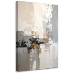 BILD auf Leinwand, Grau beige Abstrakt