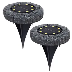 2x LED Solarbodenlampe Außenleuchte Garten Terrasse Warmweiß Anthrazit D 11 cm