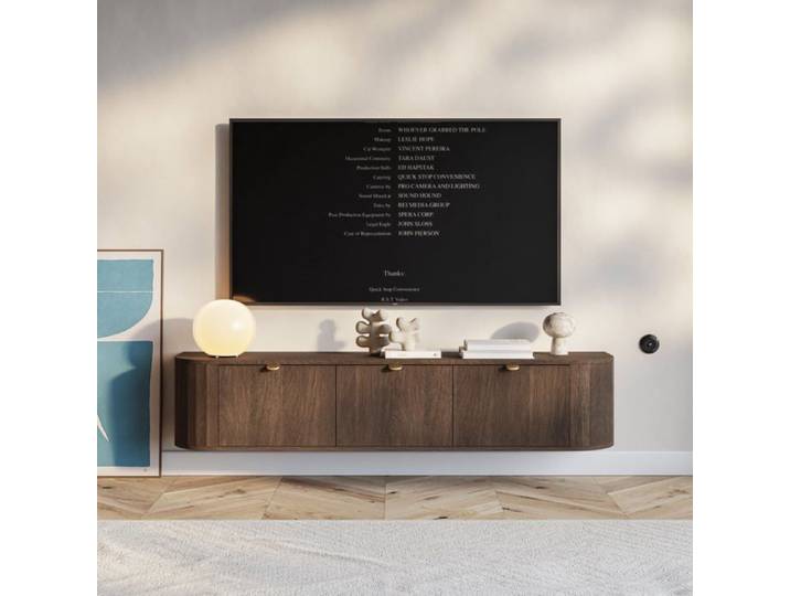 Meuble TV suspendu avec 3 abattants - Coru - 175 cm - Chêne