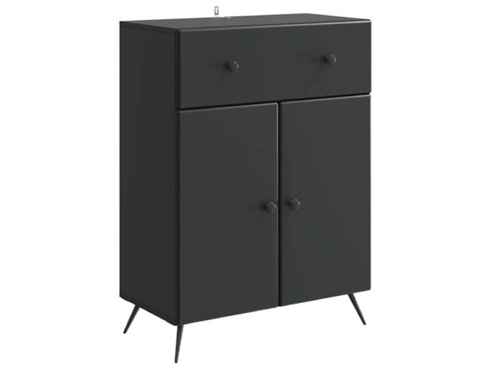 KGFHERENB Sideboard Schwarz 66x34,5x90 cm Kommode Holzwerkstoff Vielseitige Kommode mit Schublade und Fächern für Wohnzimmer, Esszimmer oder Flur. Schafft ordentlichen Stauraum.