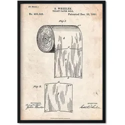 POSTER Vintage Toilettenpapier Patent Vintage Größe A3 Rahmenlos