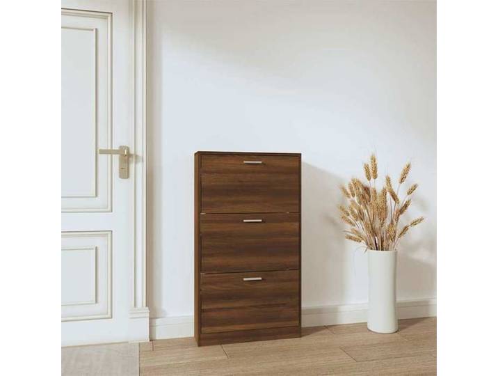 Casier à chaussures - Peu encombrant - Armoire à chaussures - chêne marron - 59x17x108cm - Bois d'ingénierie - Assemblage requis（715