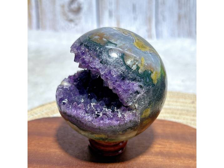 Géode d'améthyste naturelle en cluster à bouche ouverte, sphère de guérison, boule d'énergie minérale précieuse, décorations d'intérieur, cadeau de fêtes