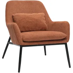 Design-Sessel im terracottafarbenem Samtdesign mit schwarzem Metall MAXINE