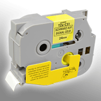 Ampertec P-Touch Band kompatibel zu TZe-C51 schwarz auf signal gelb 24mm / 5m laminiert