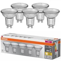 5er-PACK OSRAM LED BASE PAR16 GU10 LED Strahler 4.3W wie 32W 120° warmweiß breit strahlend