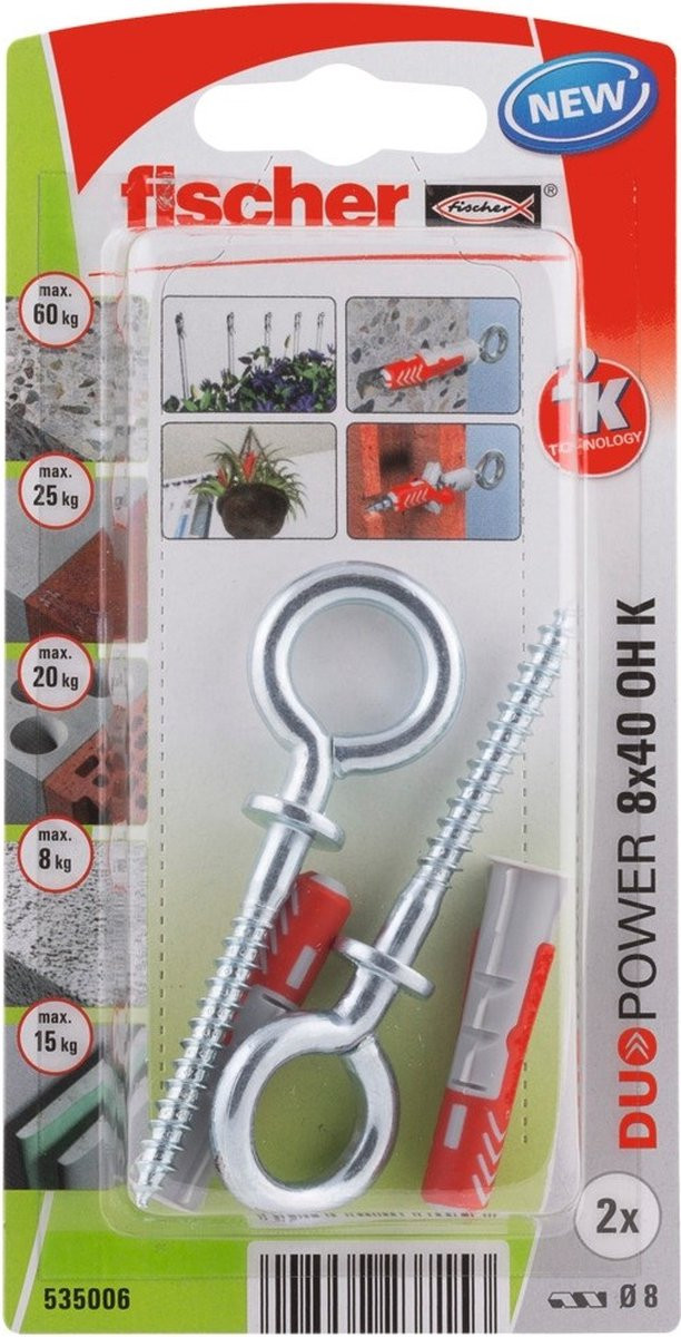 Fischer DuoPower Pluggenset 8 x 40 mm OH K NV