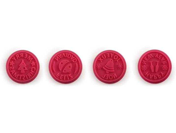 Ausstechform Ibili Keks-/Brotstempel X-Mas 4-teilig , rot (weiß), Kunststoff, Ausstechformen, Ausstechform