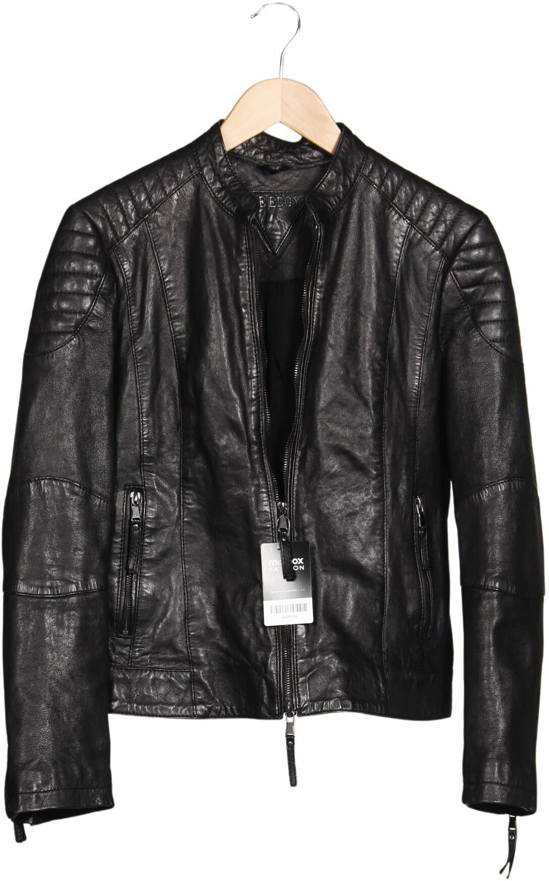 Be Edgy Damen Jacke, Schwarz, Gr. M, Leder / Baumwolle / Synthetik - Second Hand