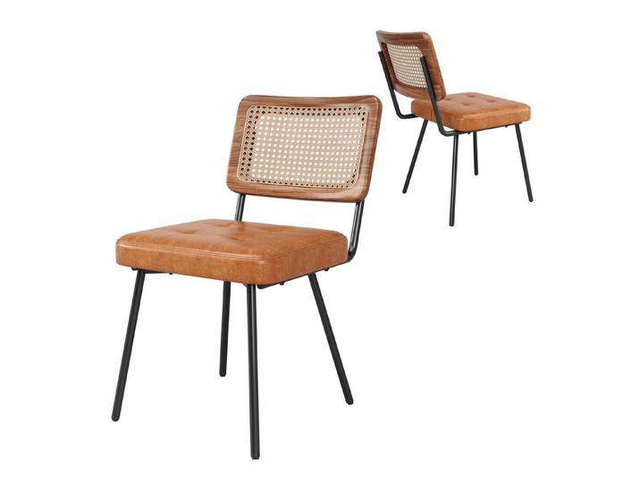 REDOM Esszimmerstuhl Rattan-Loungesessel,Schminkstuhl,Luxusstuhl (Esszimmerstühle mit ergonomischer Rattan-Rückenlehne & Kunstleder – Komfortabel, robust & verstellbar, 2 St)
