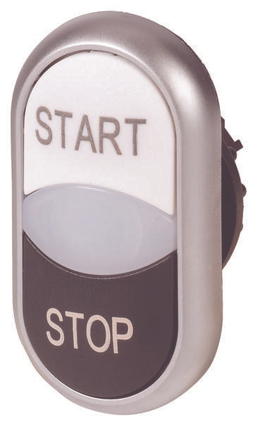 Eaton dubbelklikknop, verlicht, met tekst, model M22-DDL-ws, wit