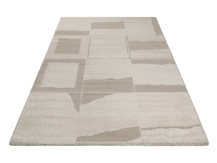 Teppich WECON HOME Ingvar , beige (creme,beige), B:140cm H:18mm L:200cm, Kunstfaser, Teppiche, Teppich, Gewebt, Hoch-Tief, pflegeleicht, kariertes Design, Scandi, Wohnzimmer