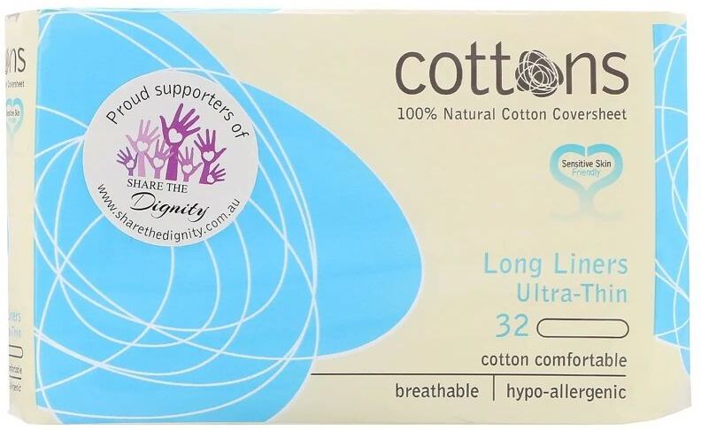 Cottons Organic Extra Long Longliner Pantyliner with Wings 100%