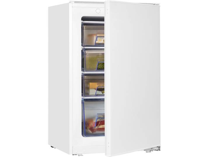 EXQUISIT Einbaugefrierschrank EGS101-080E , Energieeffizienz: E, silber (weiß), B:54cm H:87,1cm T:54cm, Gefrierschränke, Schlepptür-Montage – Möbelfront und Gerätetür öffnen gemeinsam, Einbaugefrierschrank