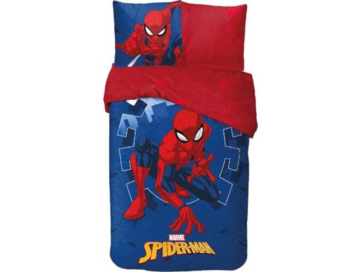 arlis Spiderman Marvel-dekbedovertrek, 1 dekbedovertrek 140 x 200 cm, 1 kussensloop 63 x 63 cm (Spiderman beddengoedset, A)