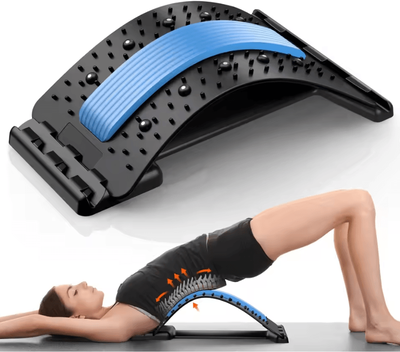 Uplift Curations Multi Level Back Stretcher For Back Pain Relief With Lower And Upper Back Support blue