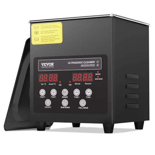 VEVOR Ultrasoonreiniger 2L, 60W, 40kHz, Zwart, met Verwarming en Zachte Modus