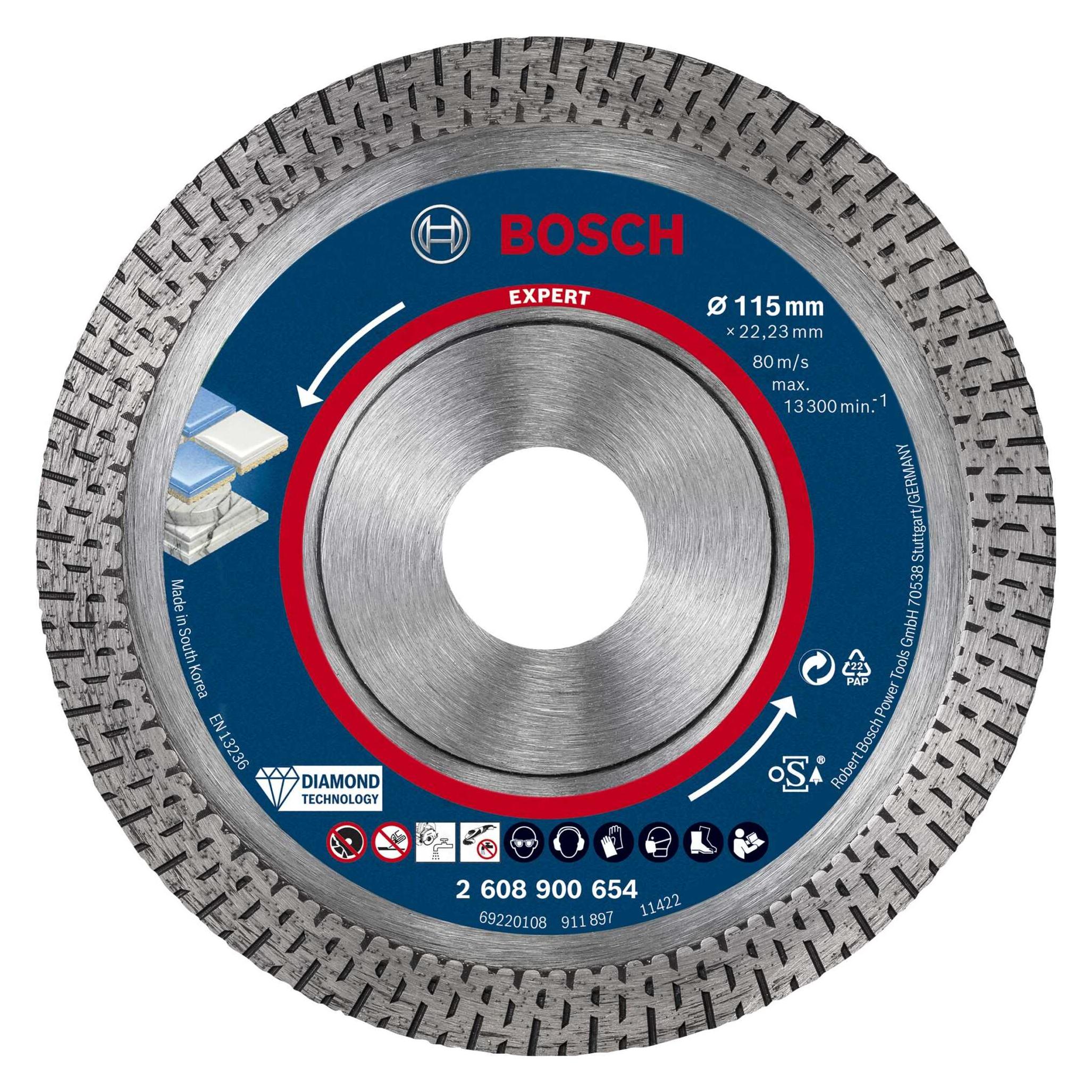 Bosch Professional Zubehör EXPERT HardCeramic Diamanttrennscheiben, 115 x 22,23 x 1,4 x 10 mm (2608900654)