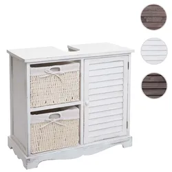 Waschbeckenunterschrank HWC-H20, Badezimmer Waschtisch, Massiv-Holz Korb-Schublade 60x65x31cm ~ shabby weiß
