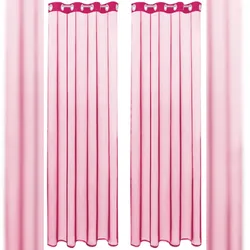 Bestlivings Transparente Pinke Gardine mit Ösen 2er Pack (B140 x L245), viele Varianten erhältlich