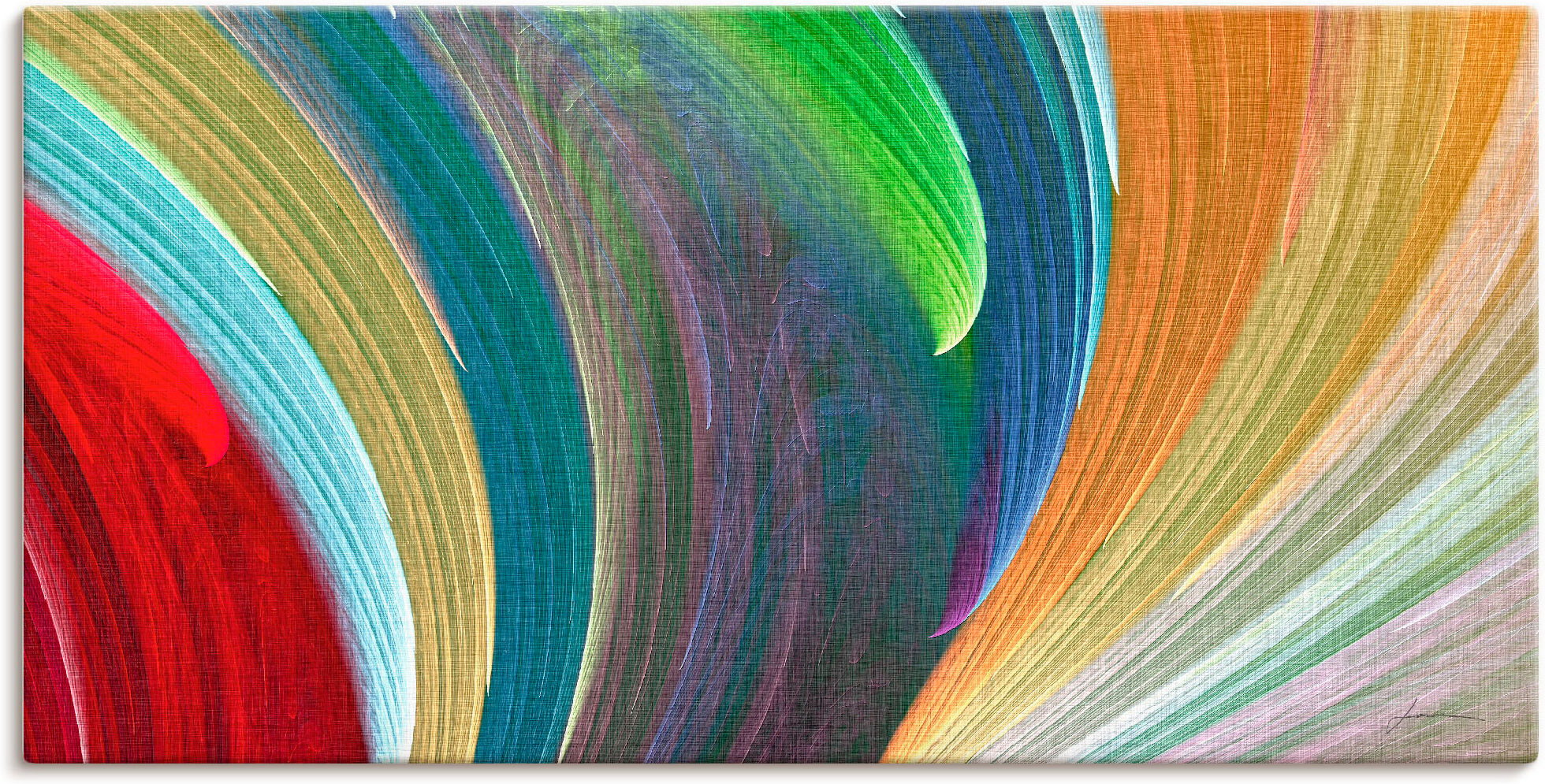 Leinwandbild ARTLAND "Windwellen III", bunt (farbe bild(er): bunt), B:150cm H:75cm, Bilder, Leinwandbild, auf Holzrahmen gespannt farbe bild(er): bunt B/H/T: 150cm x 75cm, Leinwandbild Muster Querformat, 1 Stk.