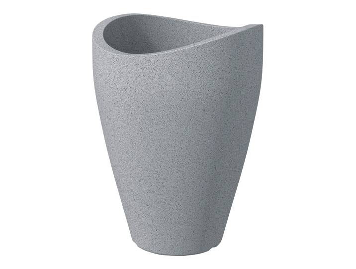 Wave Globe High 40\, Vase/pot À Fleurs/jardinière\, Cylindrique\, Coloris: Stony Grey\, Fabriqué Avec Du Plastique Recyclé\, Pour L'Extérieur - Scheurich