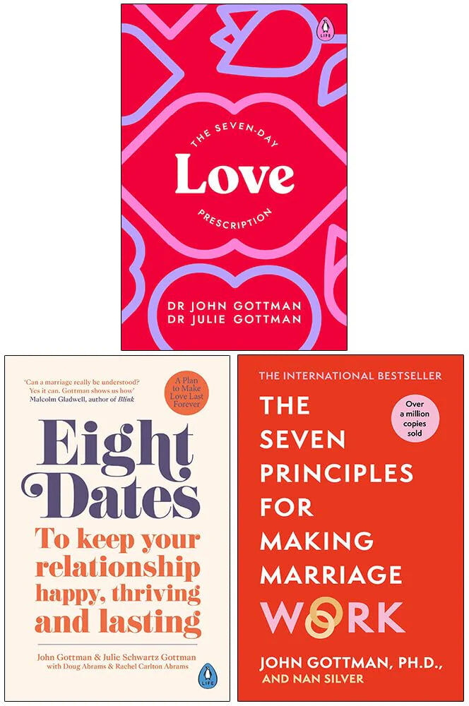 Various Publishers Gottman 3 Books Set: Seven-Day Love Prescription, Eight Dates & Seven Principles - Paperback Relationship Collection for Couples