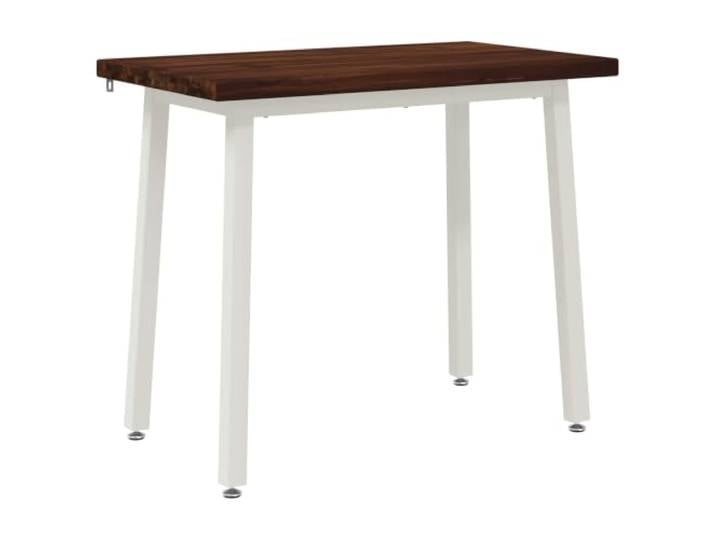 HAQWRDQSG Esstisch 90x55x75 cm Massivholz Akazie Rechteckig Kompakter Küchentisch mit weißem Stahlgestell für Esszimmer und Wohnzimmer. Stabile Konstruktion bis 80 kg Belastung.