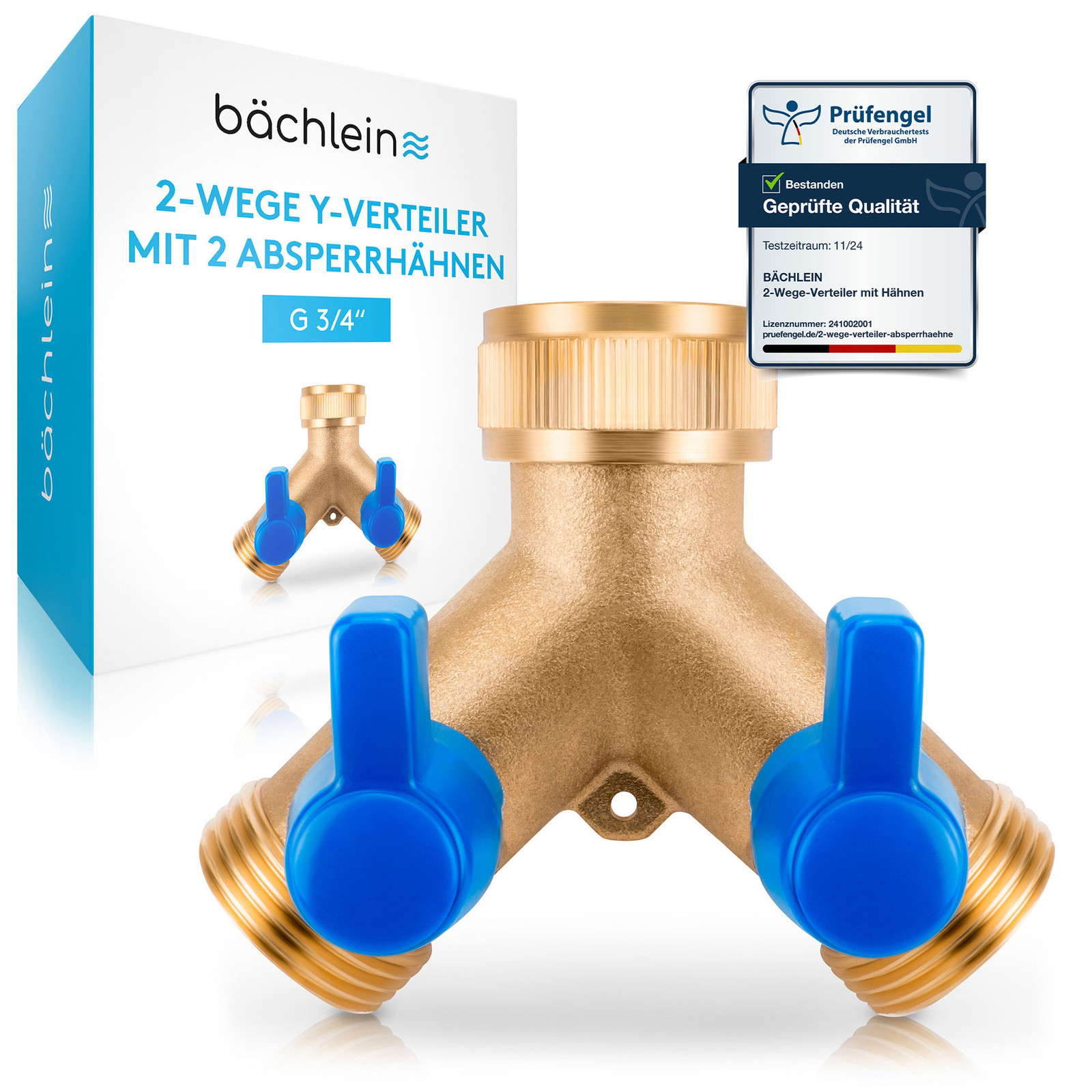 Bächlein Y-verdelers 2-weg verdelers met 2 afsluitkranen G 3/4"