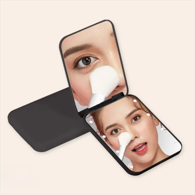 Fusion Finds LED Makeup Mirror Compact Folding Mirror With Magnification & LED Lights For Travel black