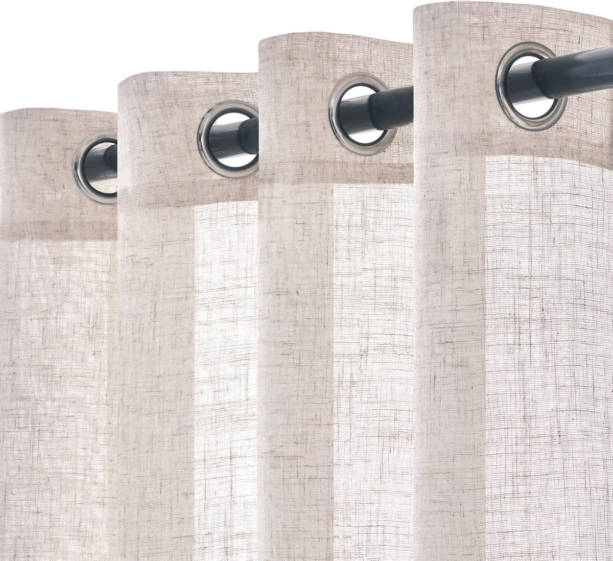 SnelShoppen Translucente Linnen Gordijnen 2-Pack Bleached White B/D/H: 140 x 260 cm