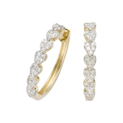 Paar Creolen FIRETTI "Schmuck Geschenk Gold 375 Ohrschmuck Creole", gold (gelbgoldfarben, weißgoldfarben, wweiß), Ohrringe, Damen, 18mm, 0,25 P3 = leicht erkennbare Einschlüsse, Diamanten Gelbgold 375, Diamanten, Gelbgold 375, mit Diamant