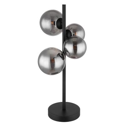GLOBO LIGHTING Tischleuchte "RIHA", schwarz (schwarz matt, rauchglas), 4, 1 Stk., Leuchten, Nachttischlampe, Flur, Wohnzimmer, Glas, Design, Tischleuchte