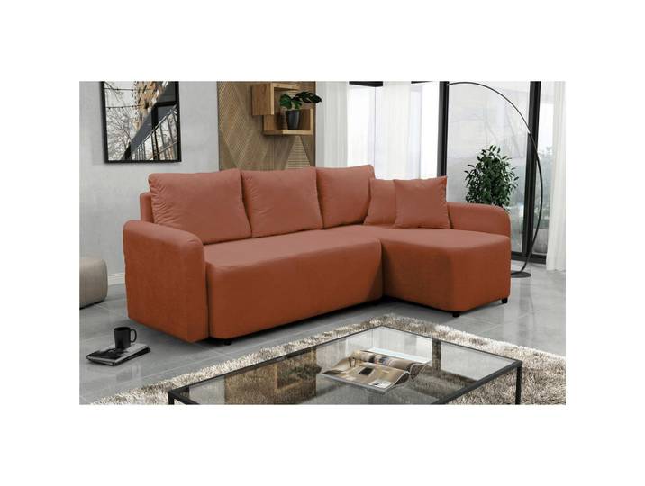 Mid.you Ecksofa Stern, Hellrot, Kunststoff, 3-Sitzer, Füllung: Schaumstoff, Ottomane rechts, L-Form, 207x152 cm, Liegefunktion, Wohnzimmer, Sofas & Couches, Wohnlandschaften, Ecksofas