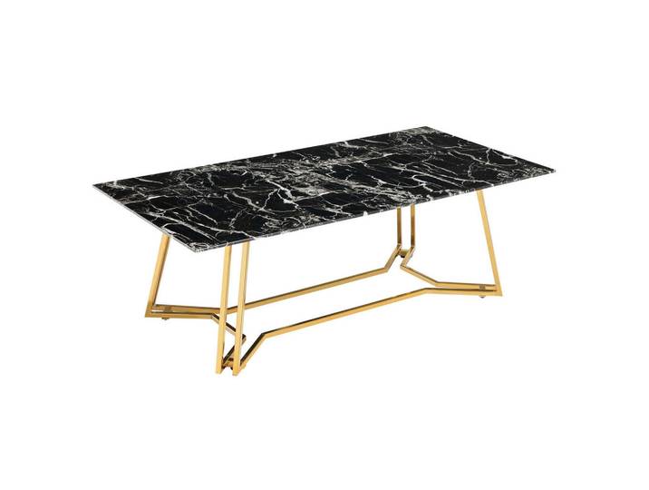 Livetastic Couchtisch, Schwarz, Gold, Metall, Glas, Marmoroptik, rechteckig, eckig, 60x40x110 cm, Wohnzimmer, Wohnzimmertische, Couchtische, Couchtische Marmoroptik