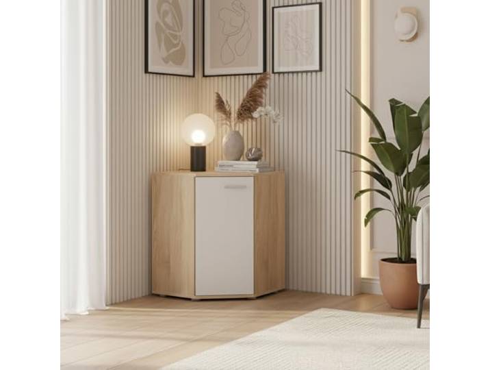 Kommode FAUSKE M2 Eiche Sonoma/Weiß 58x74x58 cm Kommode FAUSKE - Geräumig - Eckig - Eiche Sonoma - Weiß - Breite 58 cm, Höhe 74 cm, Tiefe 58 cm