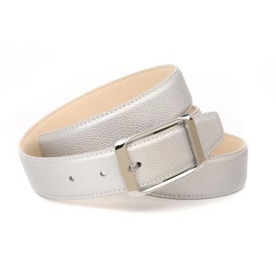 Ledergürtel ANTHONI CROWN, Damen, Gr. 90, silber, Rindsleder, Gürtel Ledergürtel, aus Rindsleder, 3,5 cm breit, mit modischer Prägung, färbt nicht ab