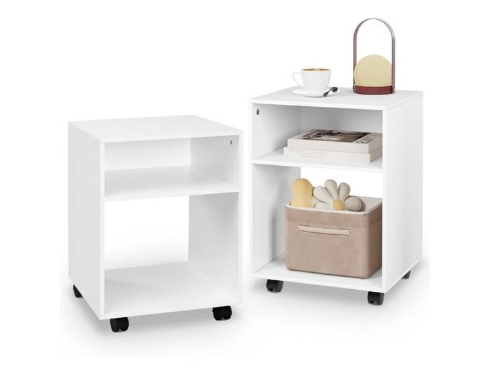 Chevet avec roulettes Lot de 2 EUGAD Caisson Mobile 40x35x55cm Blanc E0EG0058-2
