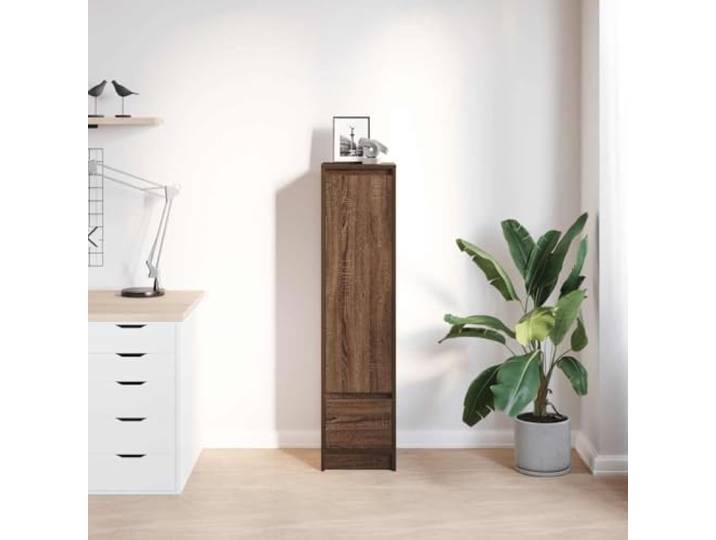 KTHLBRH Anrichte Eiche braun 29,5 x 34 x 119,5 cm Technisches Holz 1 Tür, 1 Schublade, 2 Einlegeböden, Kapazität 60 kg, Tür kann links oder rechts installiert werden