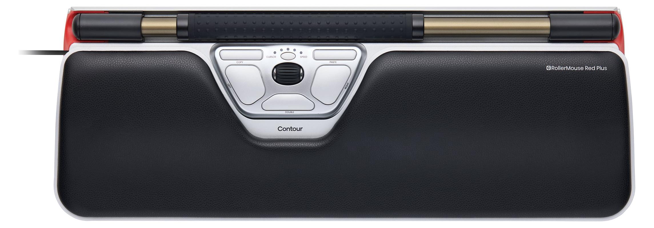 Contour Design RollerMouse Red Plus, Thin Client, Wired - zentriertes Zeigegerät - ergonomisch - für Rechts- und Linkshänder - kabelgebunden - USB-C, Beidhändig, Optisch, USB Typ-C, 2800 DPI, Schwarz, Silber