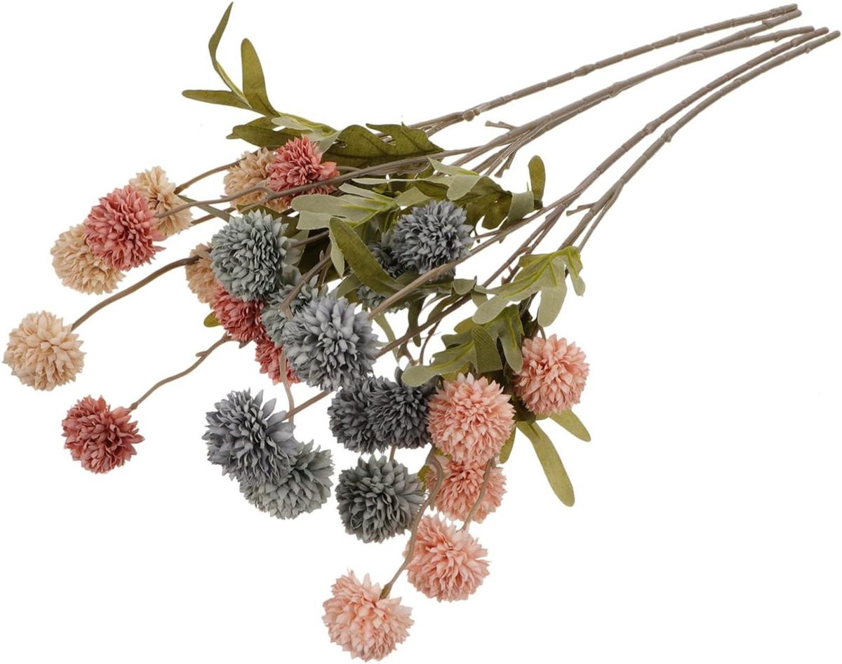 Set van 5 gekleurde kunstbloemen van zijden doek voor decoratie