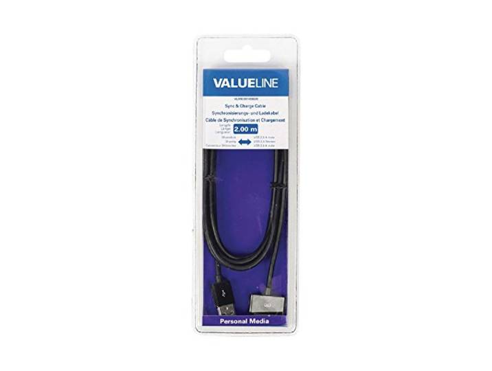 Valueline VLMB39100B20 Sync-kabel voor iPad/iPhone/iPod, 2 m, zwart
