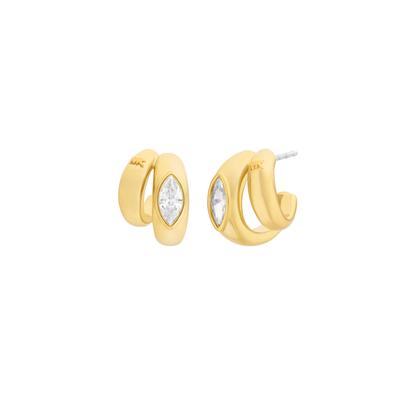 Paar Creolen MICHAEL KORS "Premium", gold (gelbgoldfarben, edelstahlfarben, kristallweiß, kristallweiß), Ohrringe, Damen, Edelstahl Metall, Edelstahl, Metall, mit Zirkonia (synth.)