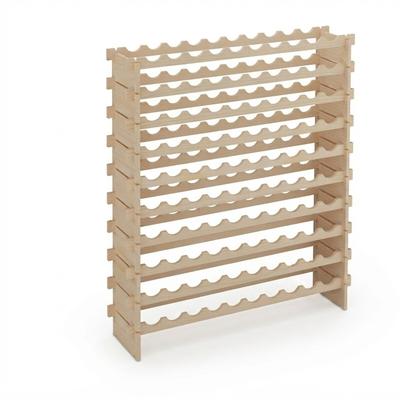 Relaxdays Weinregal, 100 Weinflaschen, stapelbares Flaschenregal, HBT: 120x103x25 cm, erweiterbar, Kiefernholz, natur