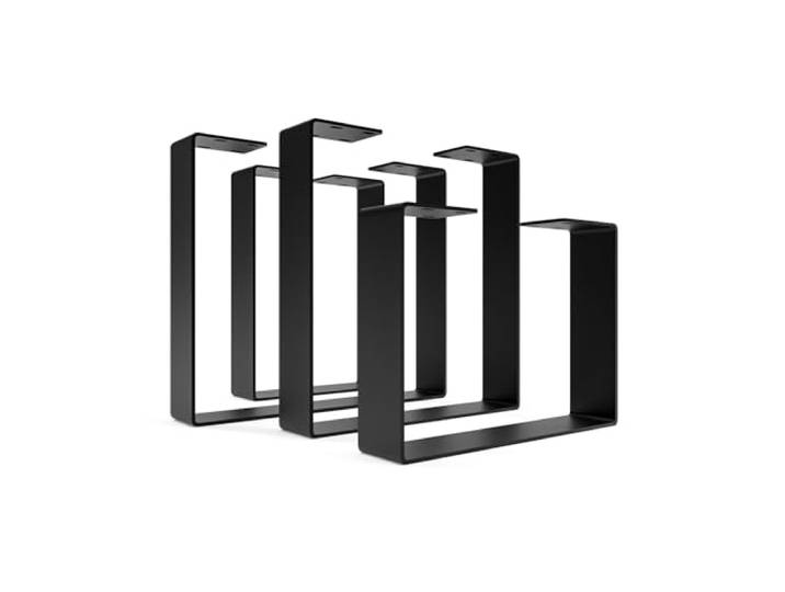 HEVVA 2x Couchtischbeine / Bankbeine - TURIN - U-Form (40x43 cm, Schwarz) Couchtischgestell, DIY-Couchtisch, Bankgestell für den Innen- und Außenbereich, Bankbeine aus Metall, Couchtischkufen