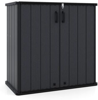 Costway Outdoor 23.5 Cu.ft All-Weather Storage Box with Floor Lockable Door-Black