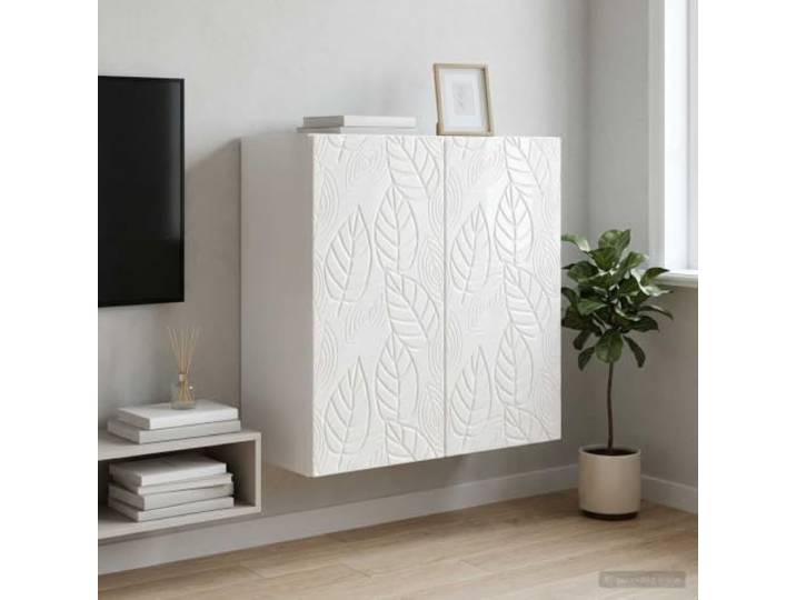 GPWERSDF Wandschrank 59 x 31 x 60 cm Holzwerkstoff Hochglanz Weiß Wandmontage, 90° Pendeltüren, Holzregale, pflegeleichte Oberfläche, platzsparend, robustes Material