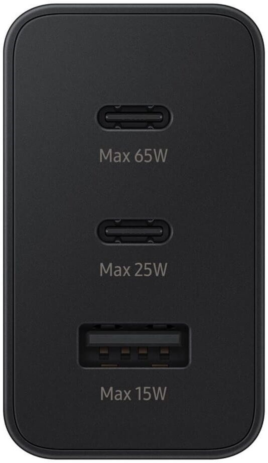 Samsung 65W Power Adapter Trio 2 x USB-C + USB-A Pikalaturi, Musta